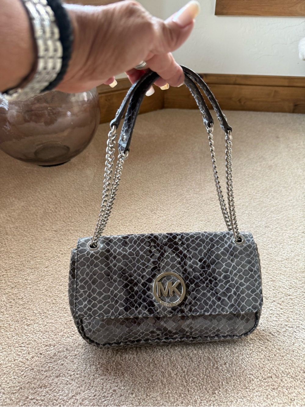 Michael Kors Gray Python Shoulder Bag